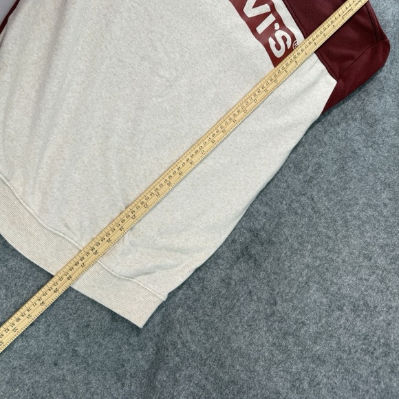 Levi's Sweatshirt Unisex Medium Maroon Colorblock Hoodie Logo Long Sleeve Casual - Picture 13 of 13